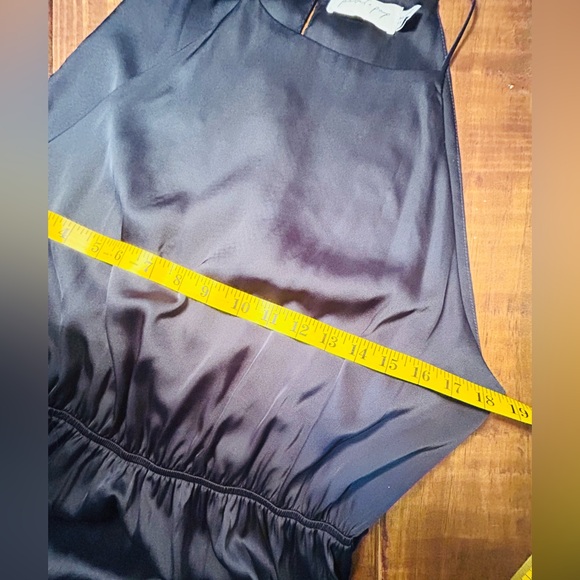 Petal & Pup Seychelles Navy Tiered Ruffle Maxi Dress Halter Satin Evening Dress - Picture 7 of 9